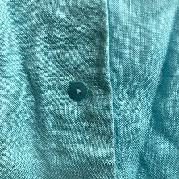 Vintage Bloomingdales Sutton Studio Women’s Aqua Linen Blouse‎ Size 2X Preppy - Picture 8 of 11